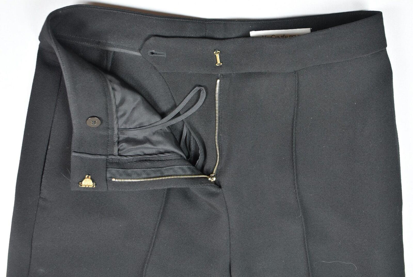 Yves Saint Laurent Women's High Waist Wide Leg Wool Twill Pants Size 40 Mint