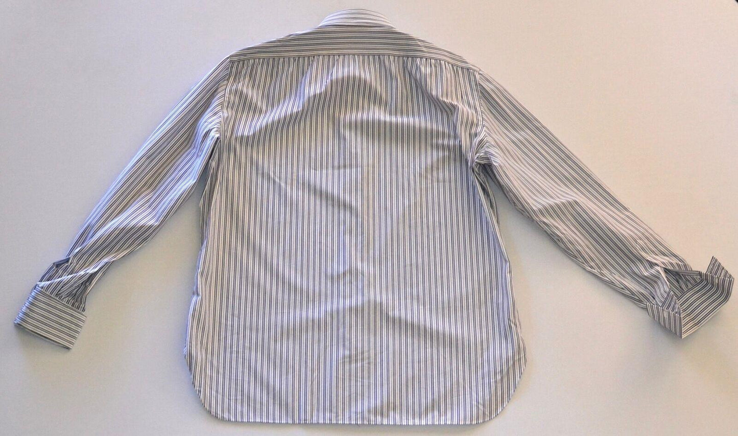 KITON Mens White Multi Stripe French Cuff Slim Dress Shirt Sz 17.5 NEW $600