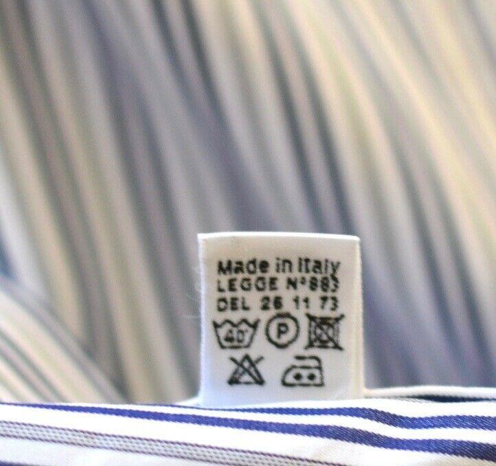 KITON Mens White Multi Stripe French Cuff Slim Dress Shirt Sz 17.5 NEW $600