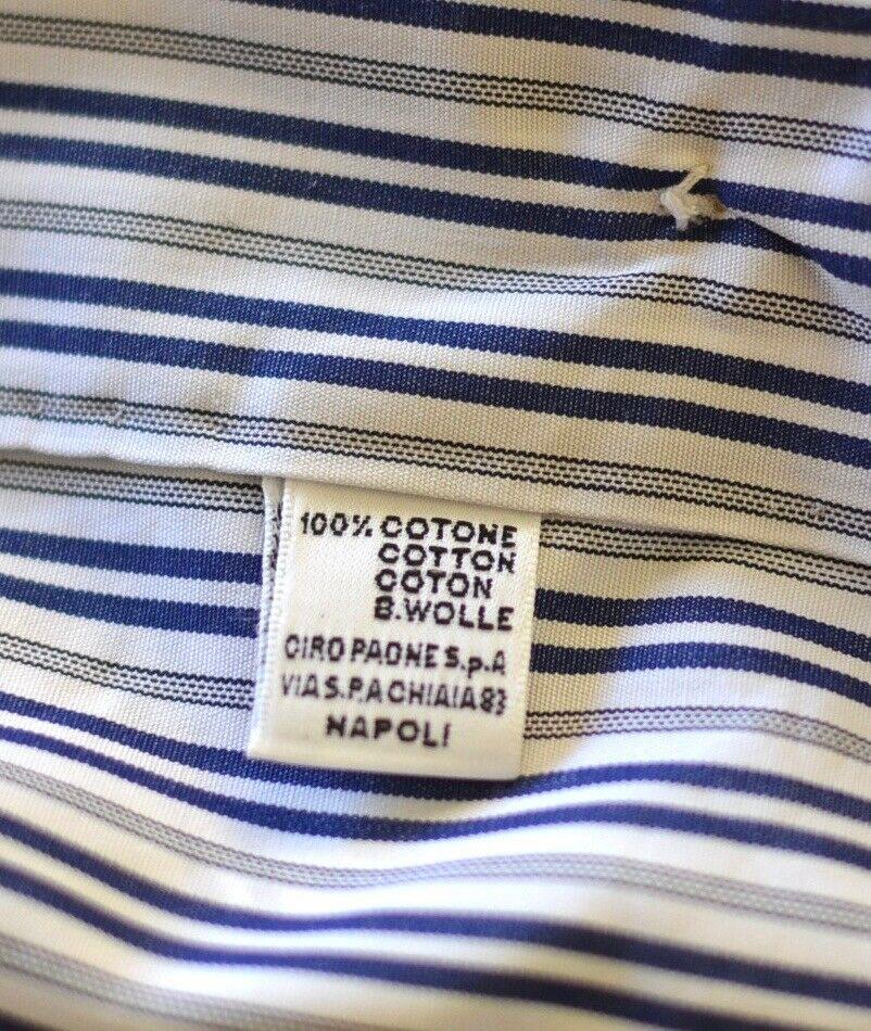 KITON Mens White Multi Stripe French Cuff Slim Dress Shirt Sz 17.5 NEW $600