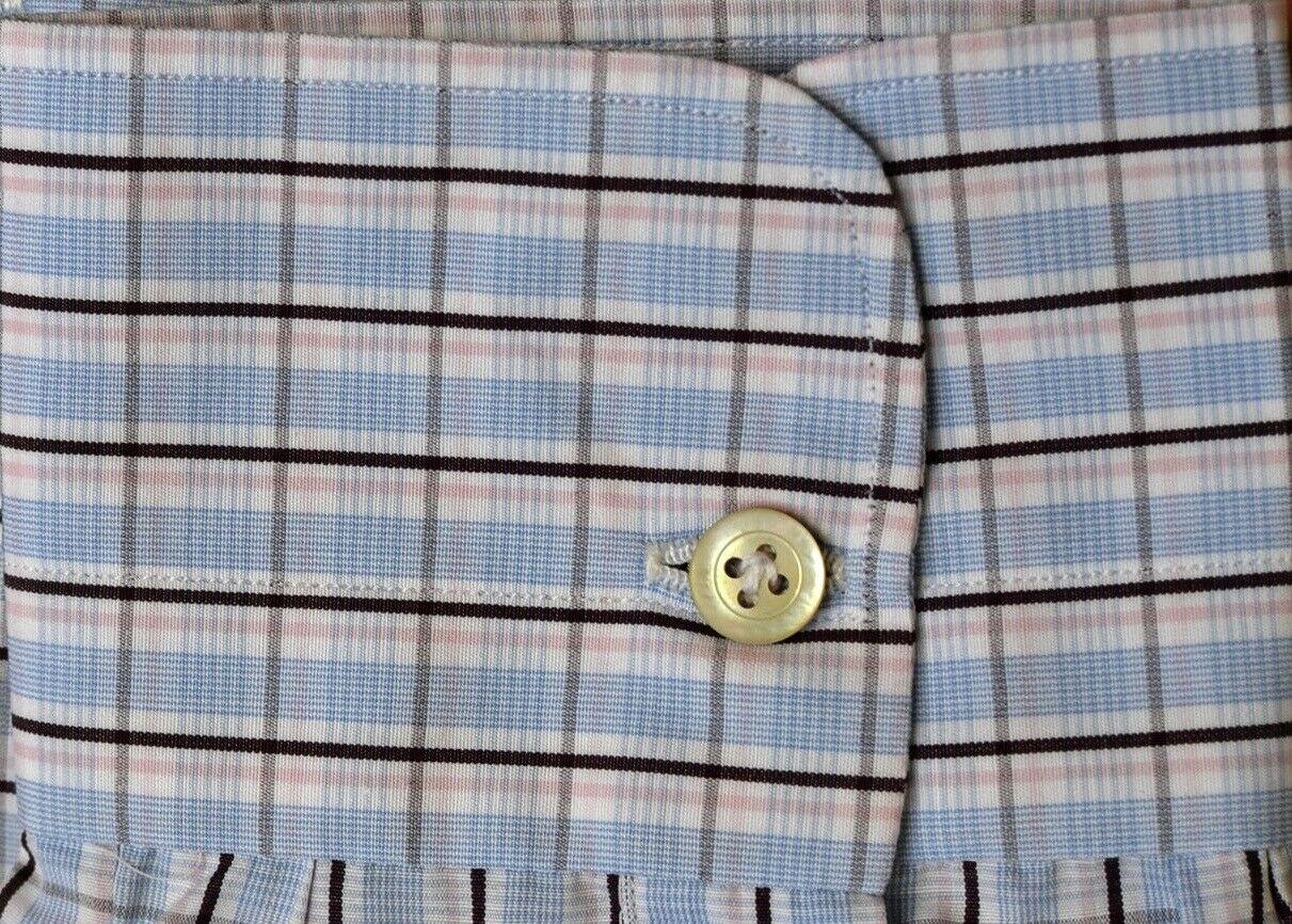 KITON Mens Handmade White Plaid Slim Dress Shirt Size 15.75 NEW NWT $600