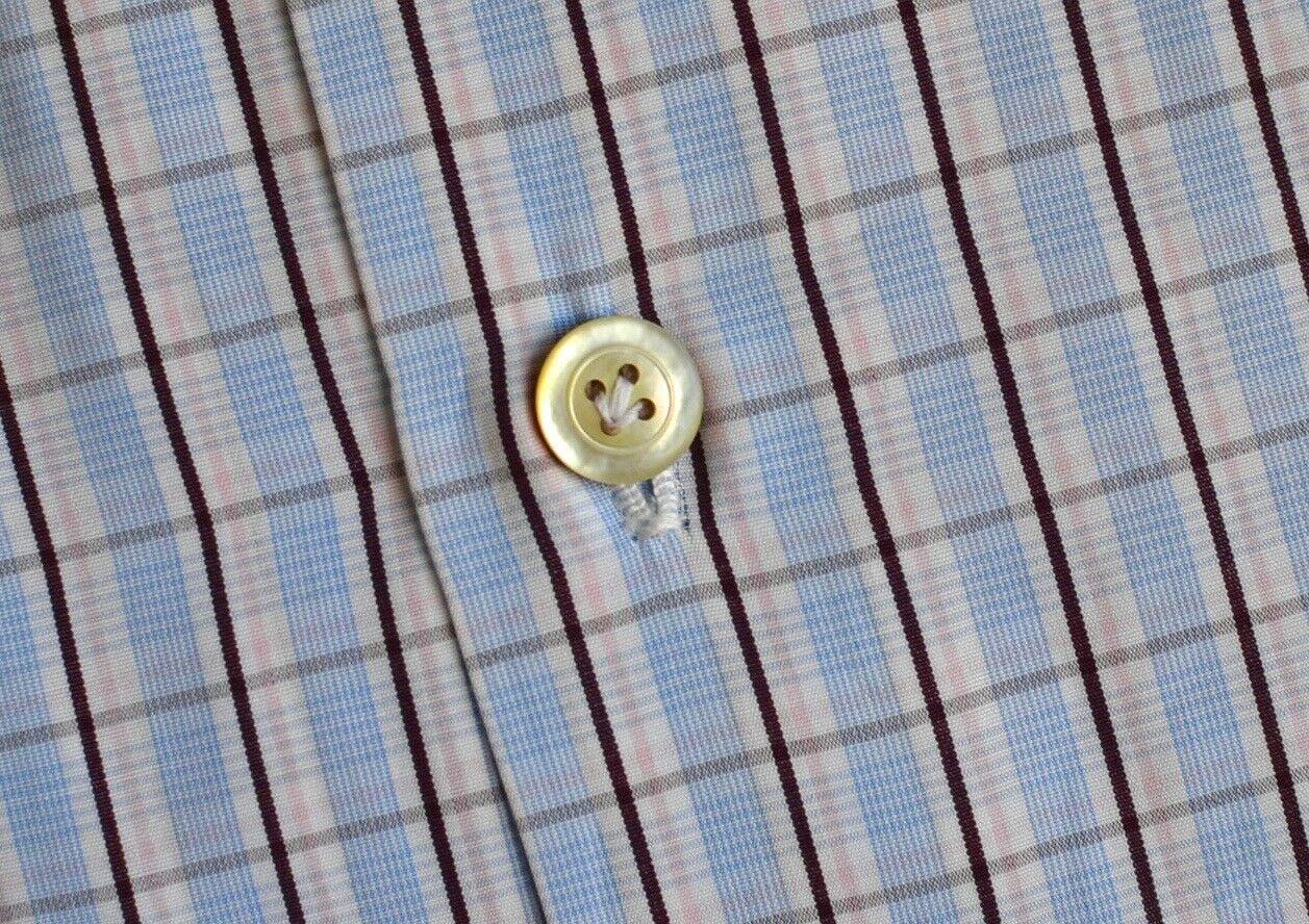 KITON Mens Handmade White Plaid Slim Dress Shirt Size 15.75 NEW NWT $600