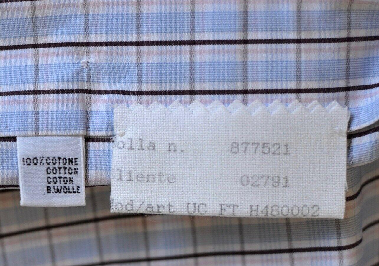 KITON Mens Handmade White Plaid Slim Dress Shirt Size 15.75 NEW NWT $600