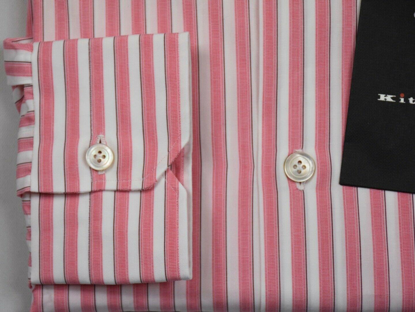 KITON Mens 2018 Handmade Button Collar Dress Shirt Size 16 NEW $750 SKU9-14