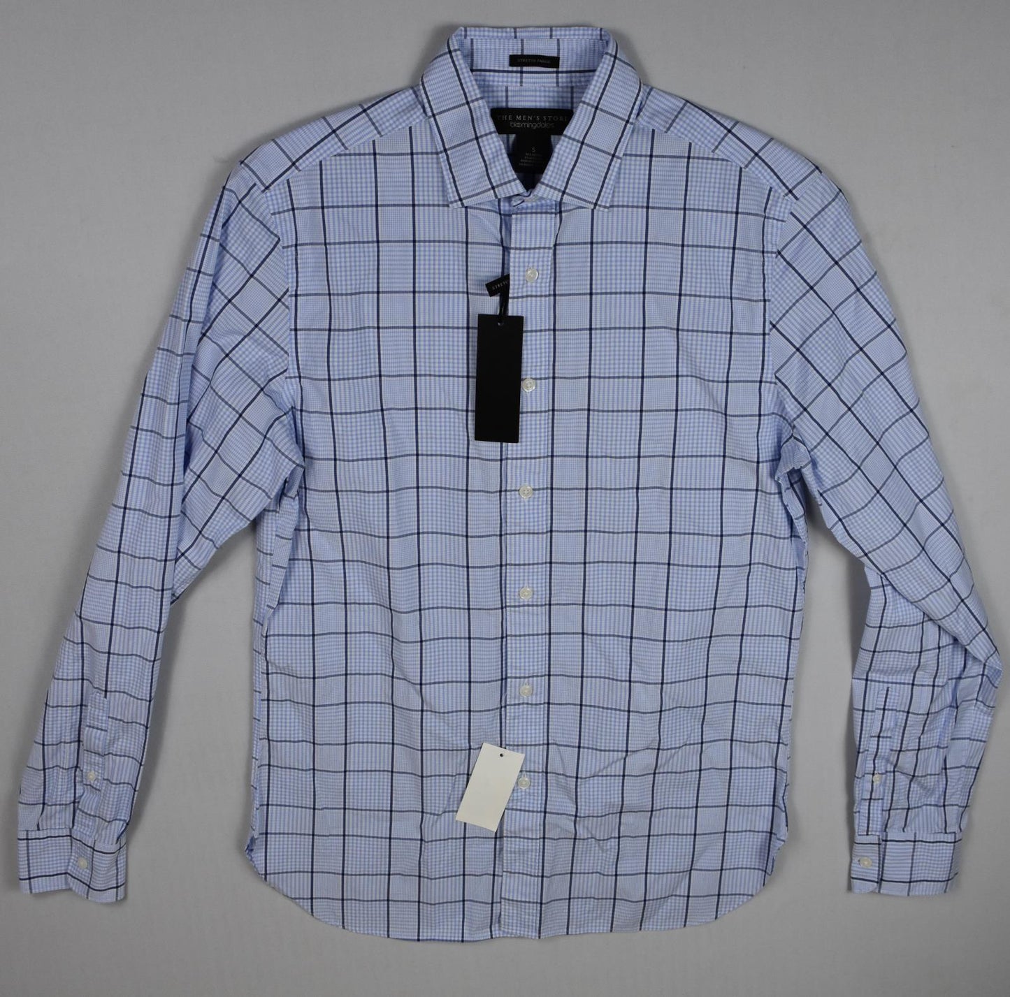 The Men's Store At Bloomingdale's Plaid Blue Shirt S New $98 BLM6-14
