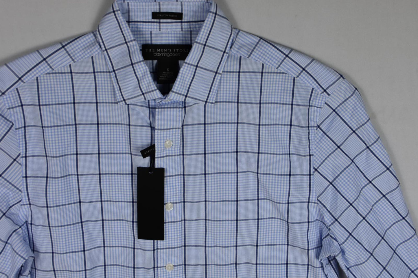 The Men's Store At Bloomingdale's Plaid Blue Shirt S New $98 BLM6-14
