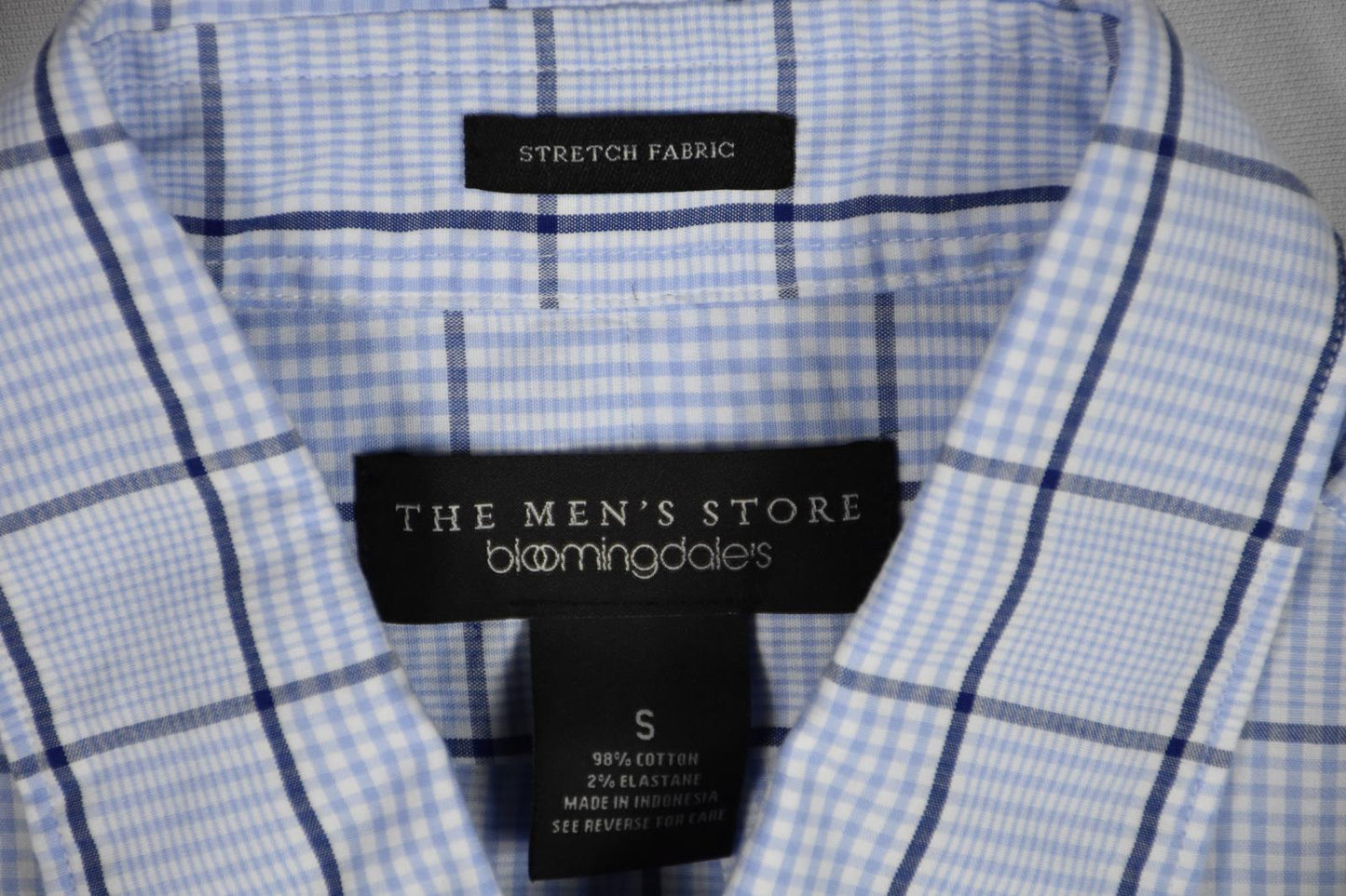 The Men's Store At Bloomingdale's Plaid Blue Shirt S New $98 BLM6-14