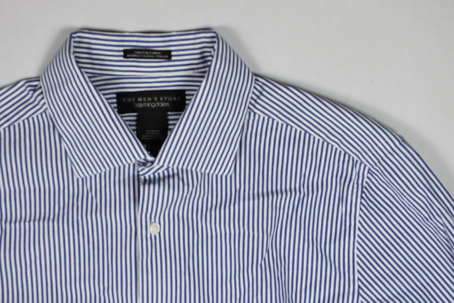 The Men's Store At Bloomingdale's Stripe Navy Stretch Shirt Sz S New $98 BLM8-4