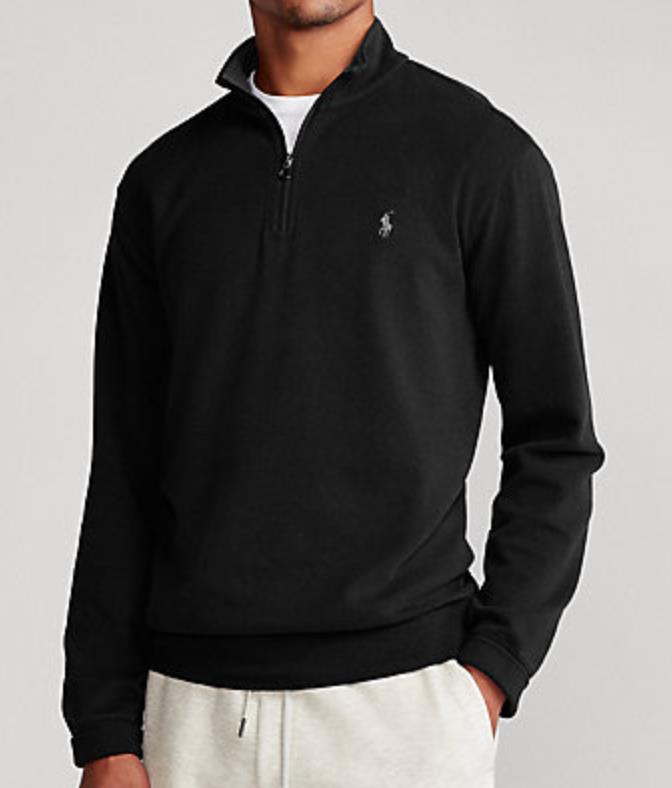 POLO RALPH LAUREN Men's Jersey Knit 1/2 Zip Pullover Black Sz S $90 BLM12