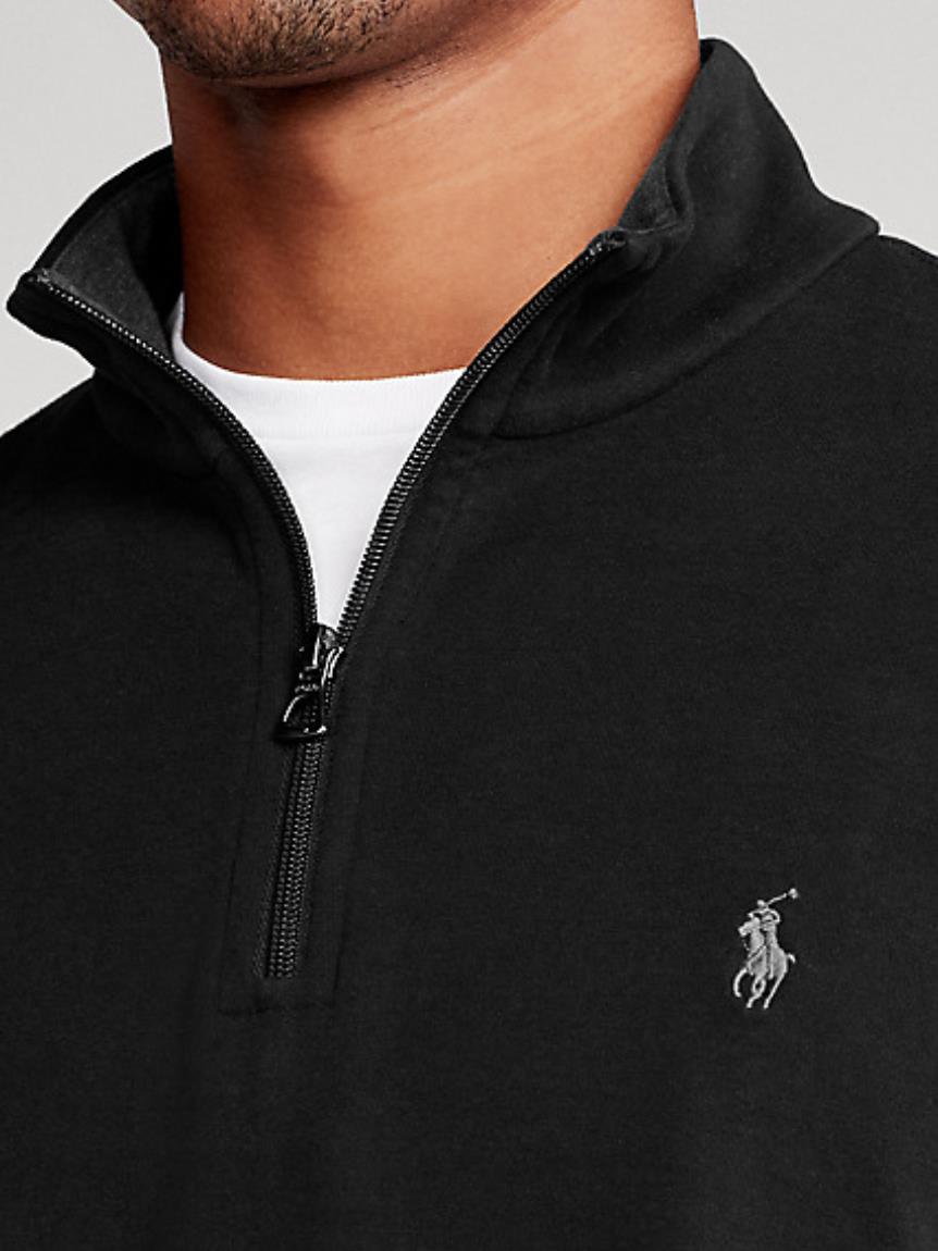 POLO RALPH LAUREN Men's Jersey Knit 1/2 Zip Pullover Black Sz S $90 BLM12