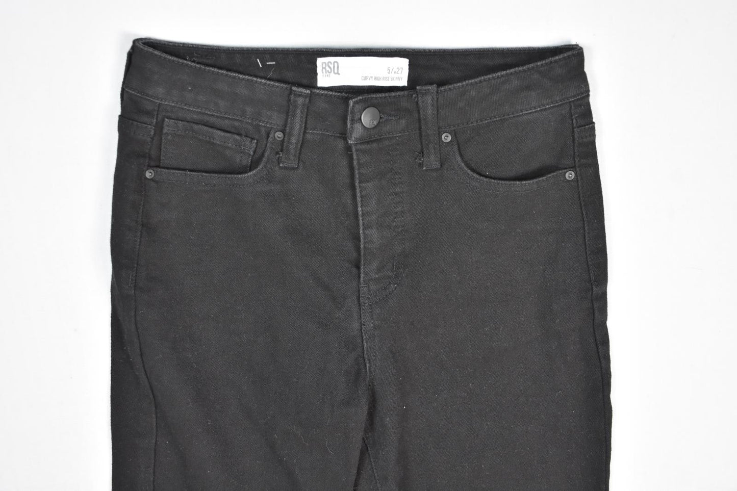 RSQ Womens Curvy High Rise Skinny Jeans Black Denim Size 5/27 New