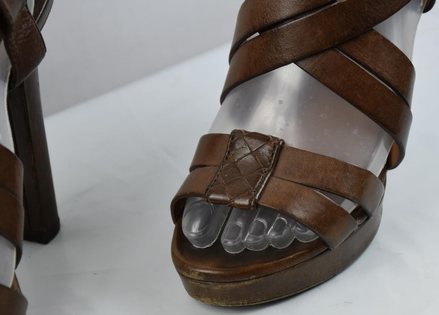 Bottega Veneta Women's Leather Strappy Sandals Brown Shoes Sz 36 = 5.5 US