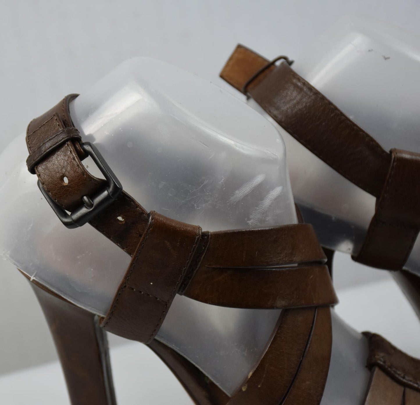 Bottega Veneta Women's Leather Strappy Sandals Brown Shoes Sz 36 = 5.5 US