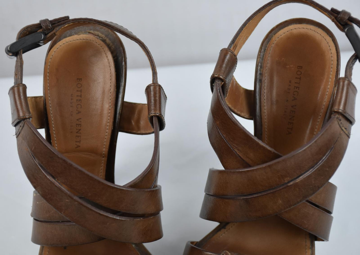 Bottega Veneta Women's Leather Strappy Sandals Brown Shoes Sz 36 = 5.5 US
