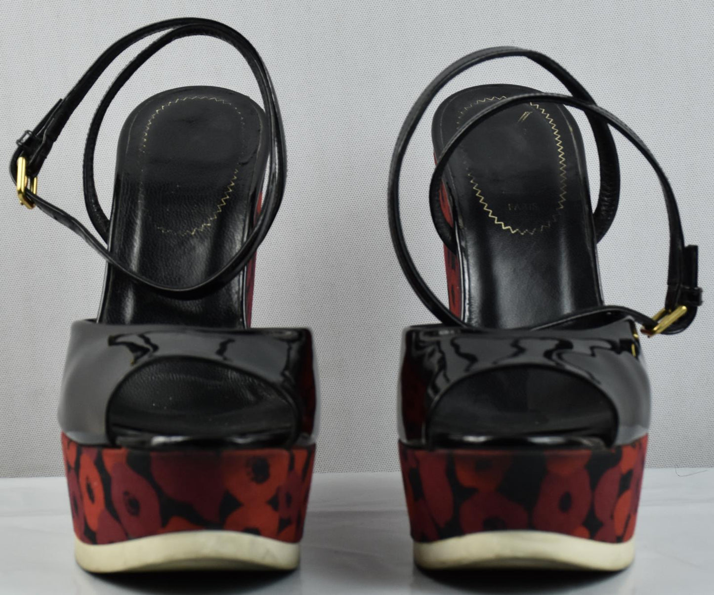 Yves Saint Laurent Women's Wedge Strappy Sandals Heel Shoes Sz 36 = 5.5 US