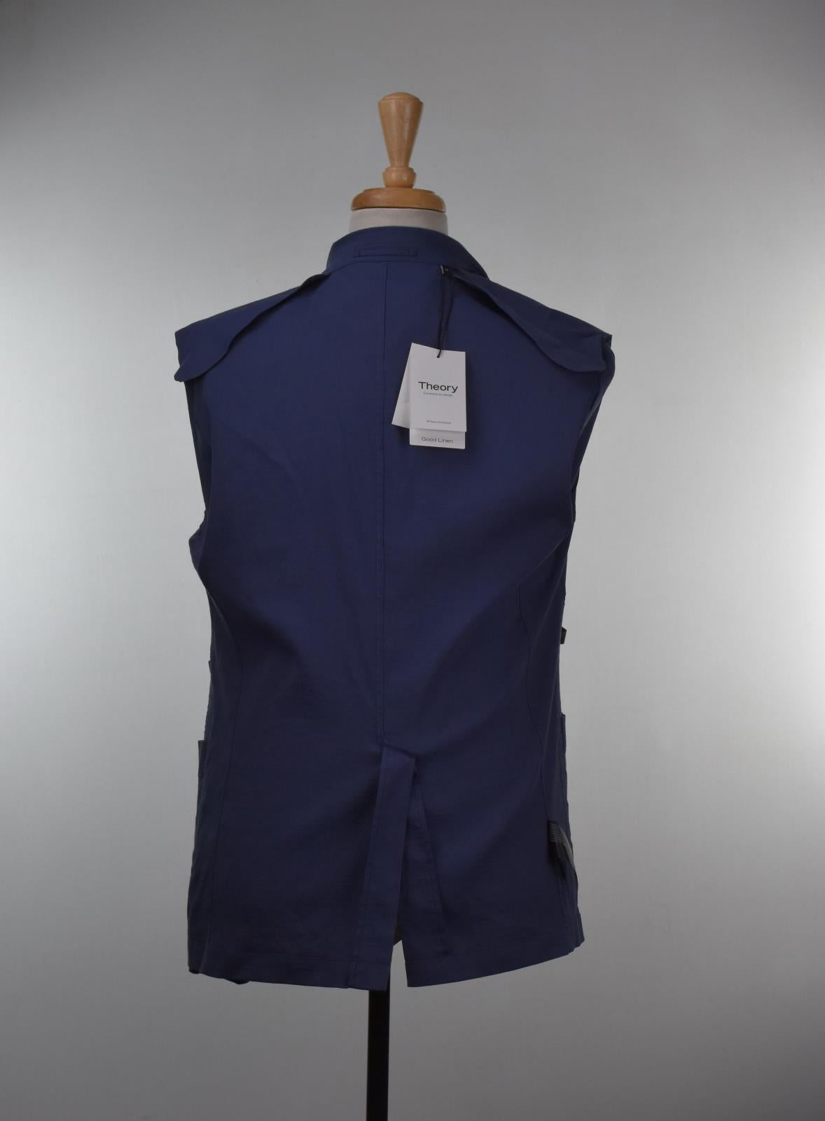 Theory Mens Linen Blend Slim Blazer Blue Clinton Eco Crunch Stretch 44R New $445