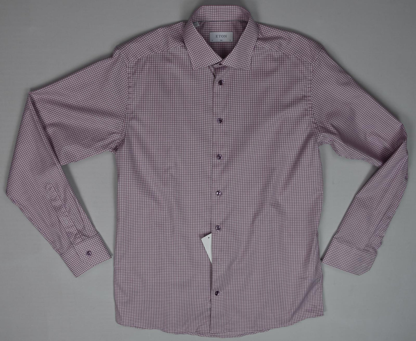 Eton Men's Slim Fit Check-Print Stretch Shirt Pink/Red Size 15 - 38 New $260