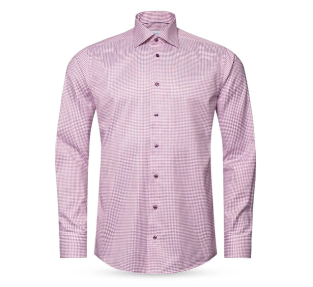 Eton Men's Slim Fit Check-Print Stretch Shirt Pink/Red Size 15 - 38 New $260