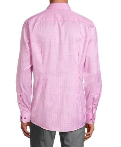 Eton Men's Slim Fit Check-Print Stretch Shirt Pink/Red Size 15 - 38 New $260
