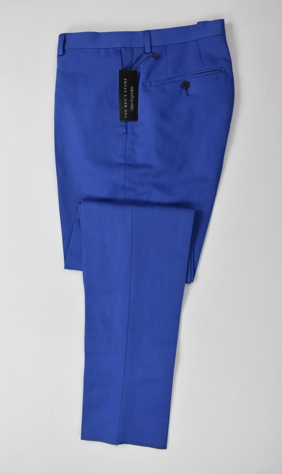 The Mens Store Royal Blue Cotton Linen Pants 34 New $178
