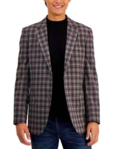 NAUTICA Men's BRANFORD Modern-Fit Red Plaid Sport Coat 36 R NEW $295 NF2002
