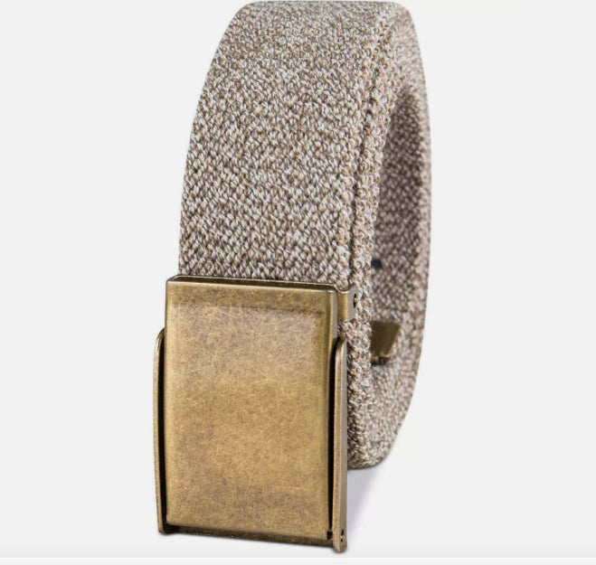 Sun + Stone Stretch Webbing Belt Khaki Sz L New $40 comfortable fit 11SS030002