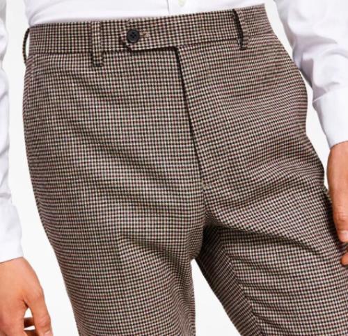 BAR III Men's Burgundy Black Skinny Fit Check Pants 32 X 30 MIONPC5X0064