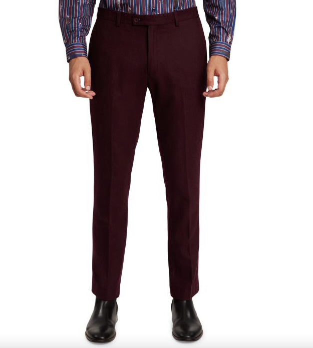 PAISLEY & GRAY Downing Wool-blend Pants Cherry Wine 40 X 32 L New $125