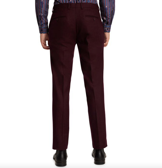 PAISLEY & GRAY Downing Wool-blend Pants Cherry Wine 40 X 32 L New $125