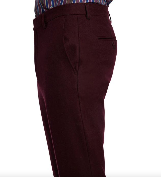 PAISLEY & GRAY Downing Wool-blend Pants Cherry Wine 40 X 32 L New $125