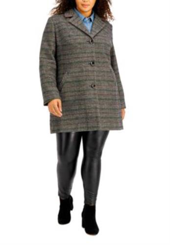 Maralyn Me Trendy Single-Breast BlackRed Plaid Plus Size 3X New 109 6793ME-E1
