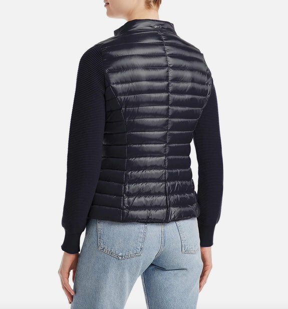 Herno Women's Navy Mixed Media Puffer Jacket 38 IT - USA 2 NEW $790 MP000122D