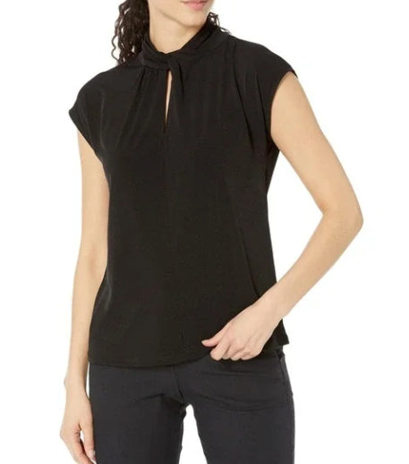 MICHAEL Kors Women's Twist Neck Sleeveless Top Black Shirt S $88 NEW MR350XT03G
