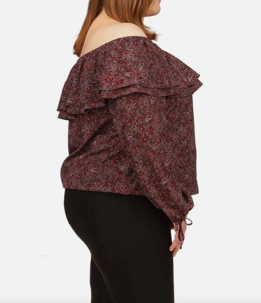 Michael Kors Women's Plus Pop Paisley Ruffle Top Size 3X NEW $88 WB94BF87QP