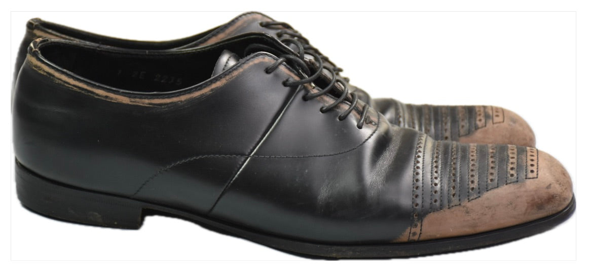 Prada Men's Leather Black Shoes US 8 IT 40.5 - 7 UK 2E2235 TRAPPEUR VINTAGE