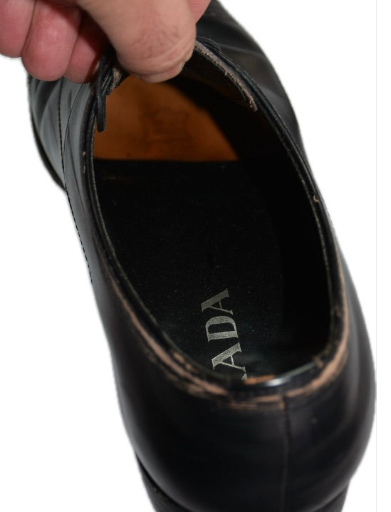 Prada Men's Leather Black Shoes US 8 IT 40.5 - 7 UK 2E2235 TRAPPEUR VINTAGE