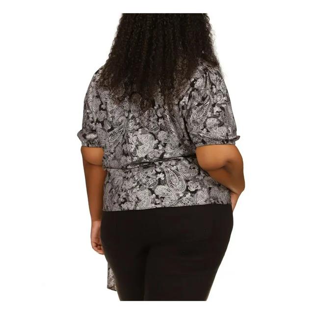 Michael Kors Women's Plus Metallic Paisley-Print Wrap Top 1X NEW $165 WF240936YM