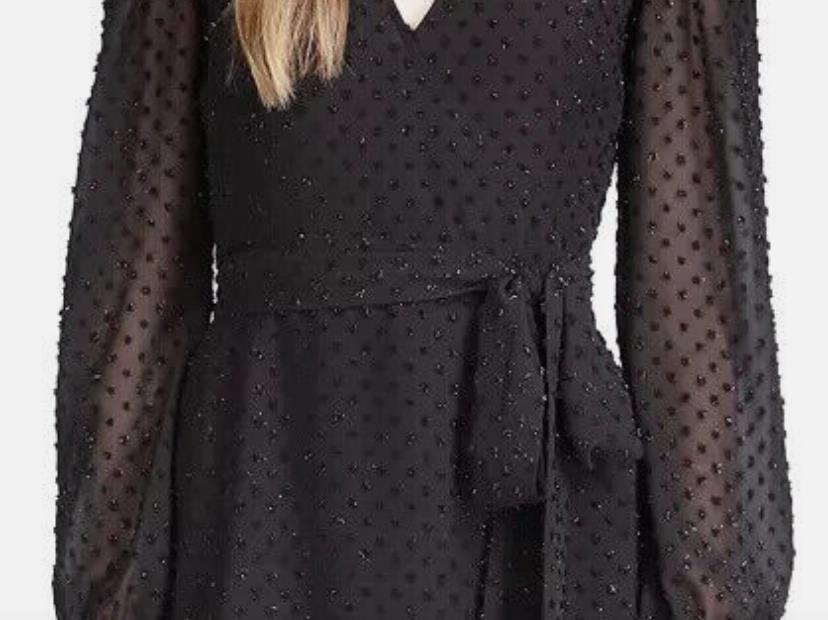 Michael Kors Women's Swiss Dot Wrap-Style Dress XS NEW $175 PF281AK6ML