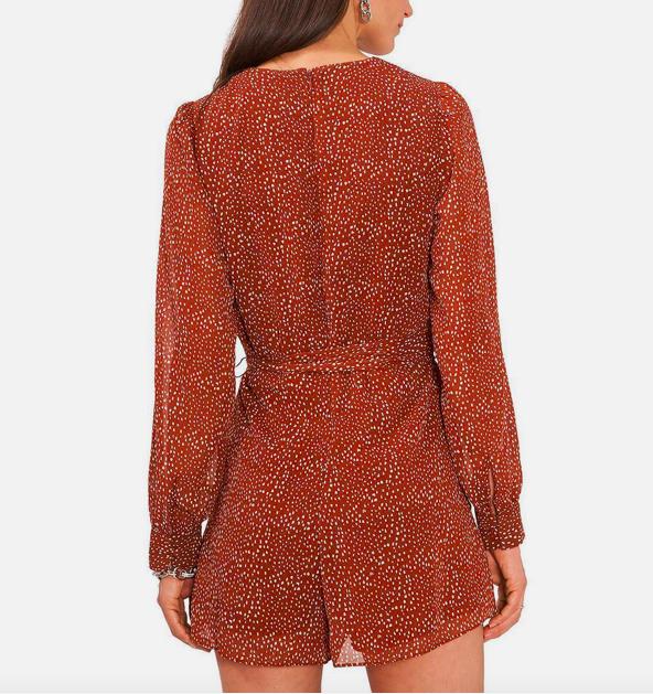 1.State Womens Brown Belted V-Neck Romper M $89 RS93116986Q MISSING BELT