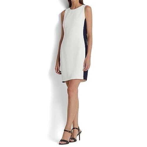 Ralph Lauren Women's Two-Tone Crepe Shift Dress 4 NEW $165 250889223001