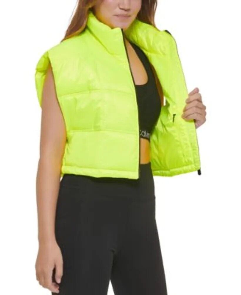 Calvin Klein Women's Cropped Mock-Neck Zip-Up Vest XL NEW $79.50 PF2V9604