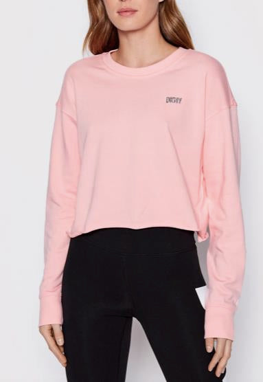 DKNY Sport Women's Metallic Logo Cropped Sweatshirt Pink S NEW $60 DP2T8849