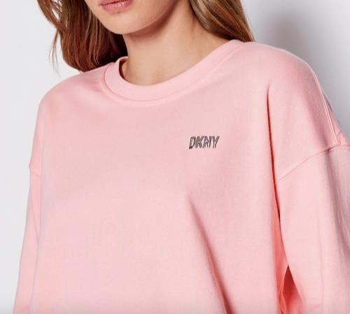 DKNY Sport Women's Metallic Logo Cropped Sweatshirt Pink S NEW $60 DP2T8849