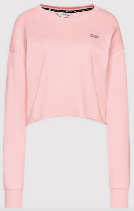 DKNY Sport Women's Metallic Logo Cropped Sweatshirt Pink S NEW $60 DP2T8849