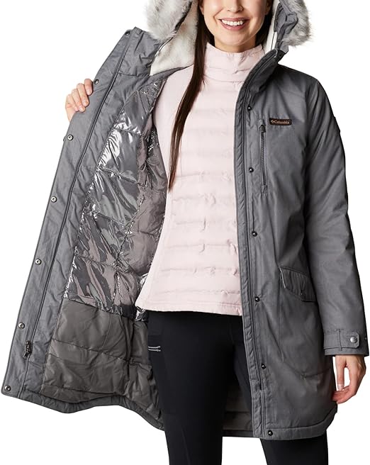 Columbia Women's Suttle Mountain Long Insulate Gray Coat XL NEW $230 1799751