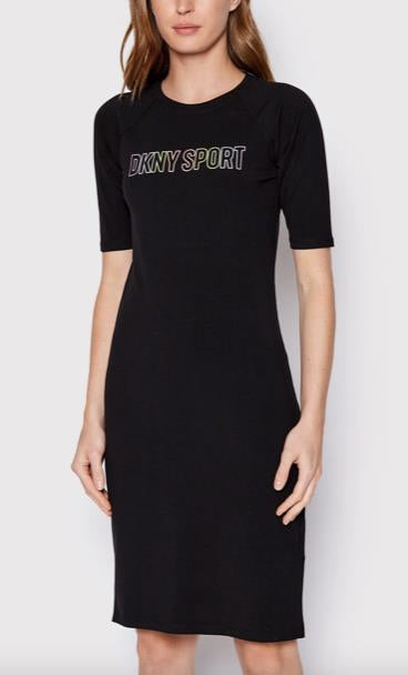 DKNY Sport Women's Day Dress Black Regular Fit L NEW $70 DP2D4658