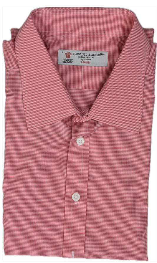 Turnbull & Asser Classic Men's Pink Micro Check Dress Shirt 19 New