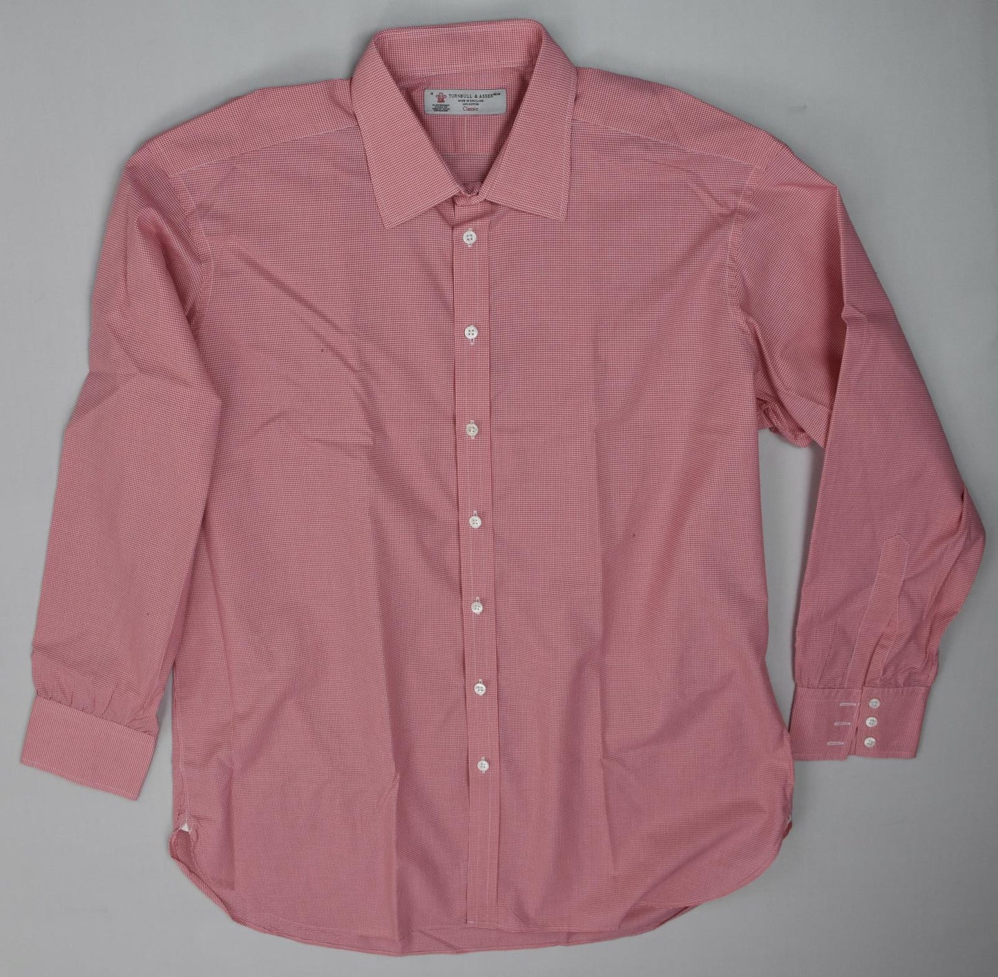 Turnbull & Asser Classic Men's Pink Micro Check Dress Shirt 19 New