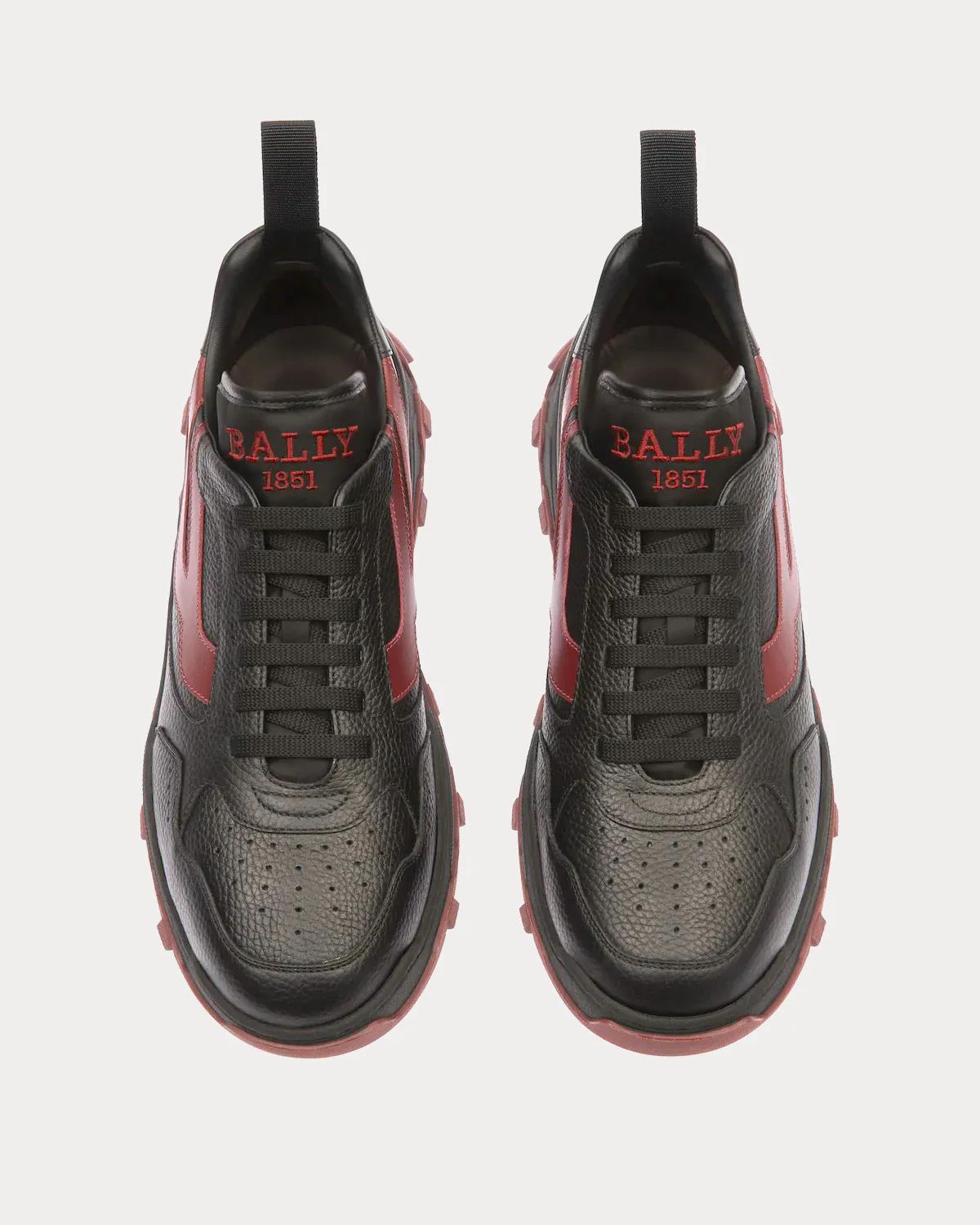 Bally Holden Leather Black Heritage Red Low Top Sneakers 11.5 US NEW 6301551