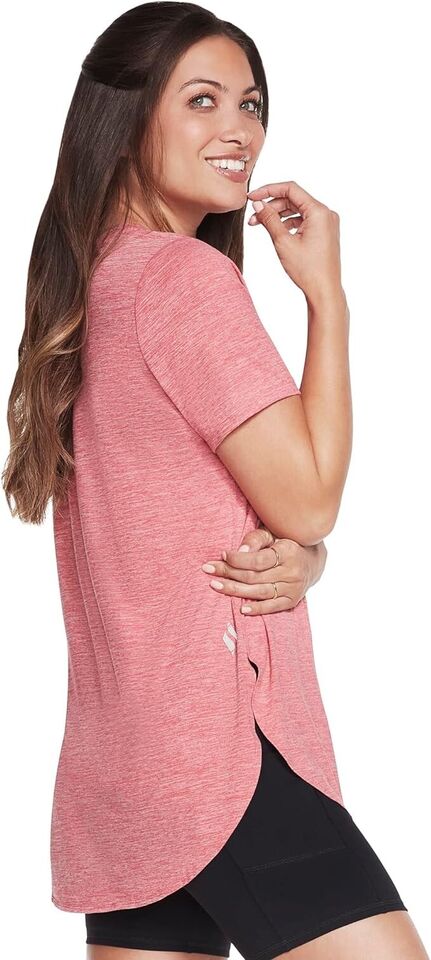 Skechers Women's GO DRI SWIFT Tunic T-Shirt Top Red Pink XS NEW $34 WTS359